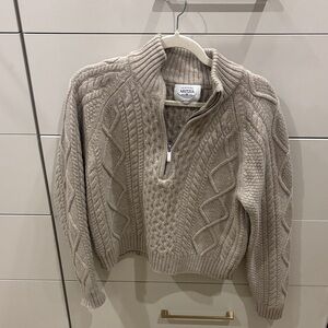 Aritzia Taupe Cable Knit Pullover